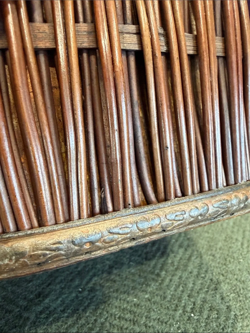 Woven Rattan Accent Basket with Antique Brass Latch - Brown